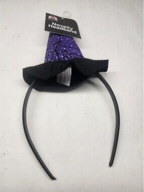Happy Halloween Sparkling Witch Hat Headband - Black And Purple- NEW